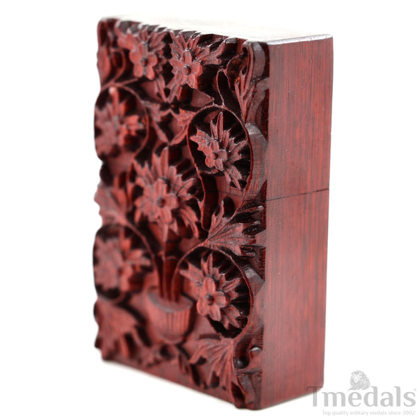 Hand-Carved Floral Wooden Lighter Case – Fits Standard Insert – No Insert