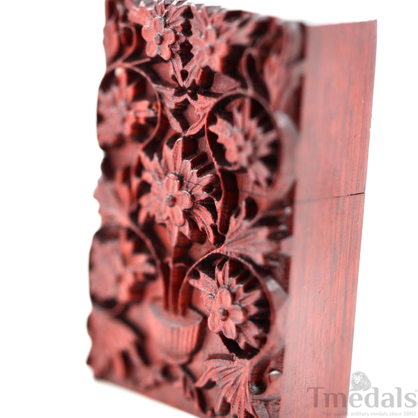 Hand-Carved Floral Wooden Lighter Case – Fits Standard Insert – No Insert