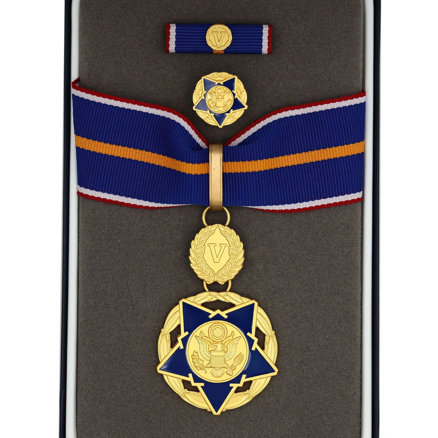 US DOJ Public Safety Medal of Valor Replica – Full Size Set Gilt Brass USA Medal