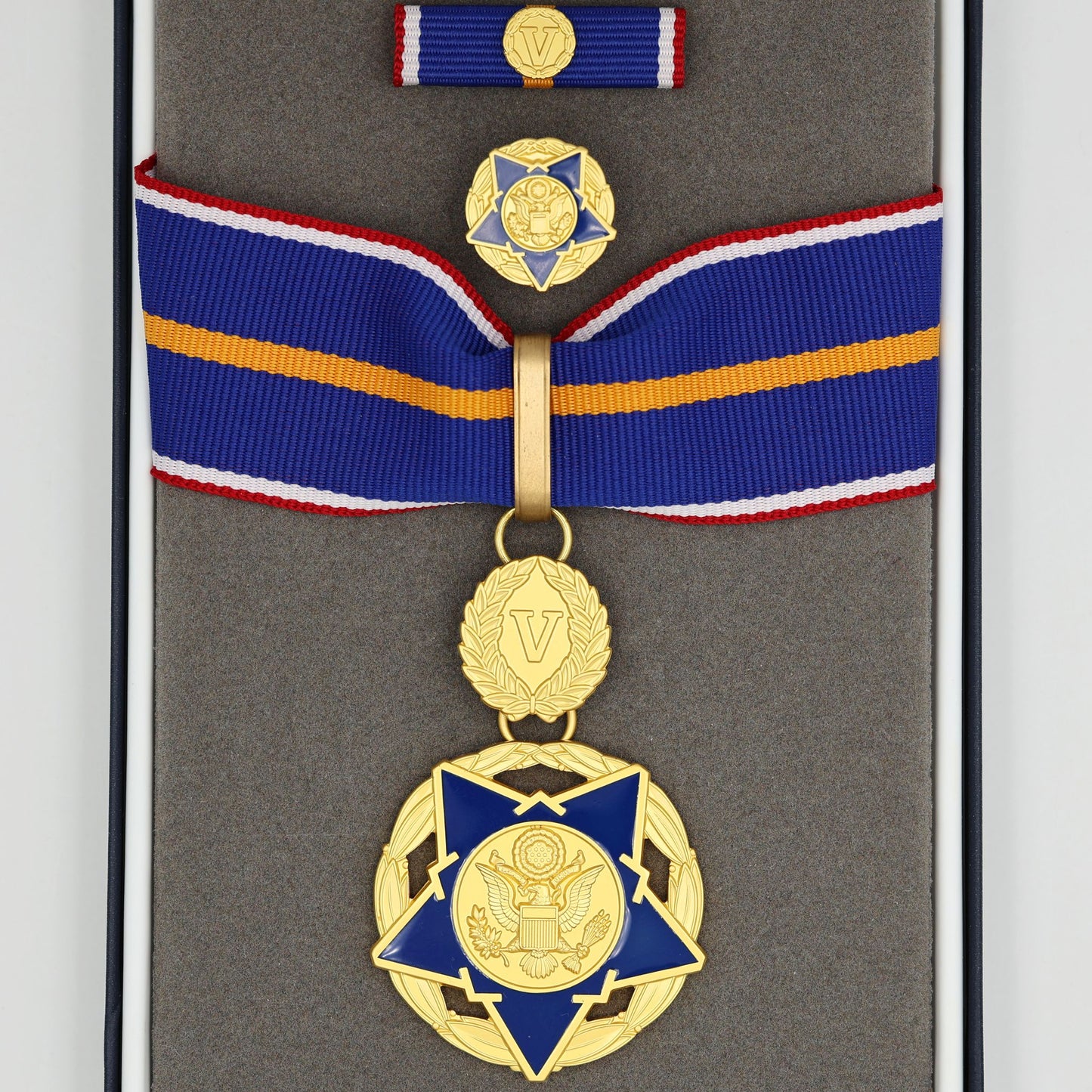US DOJ Public Safety Medal of Valor Replica – Full Size Set Gilt Brass USA Medal