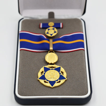 US DOJ Public Safety Medal of Valor Replica – Full Size Set Gilt Brass USA Medal