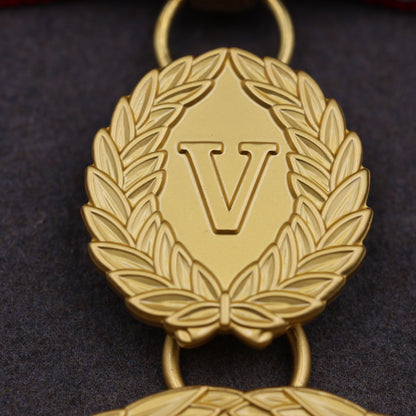 US DOJ Public Safety Medal of Valor Replica – Full Size Set Gilt Brass USA Medal