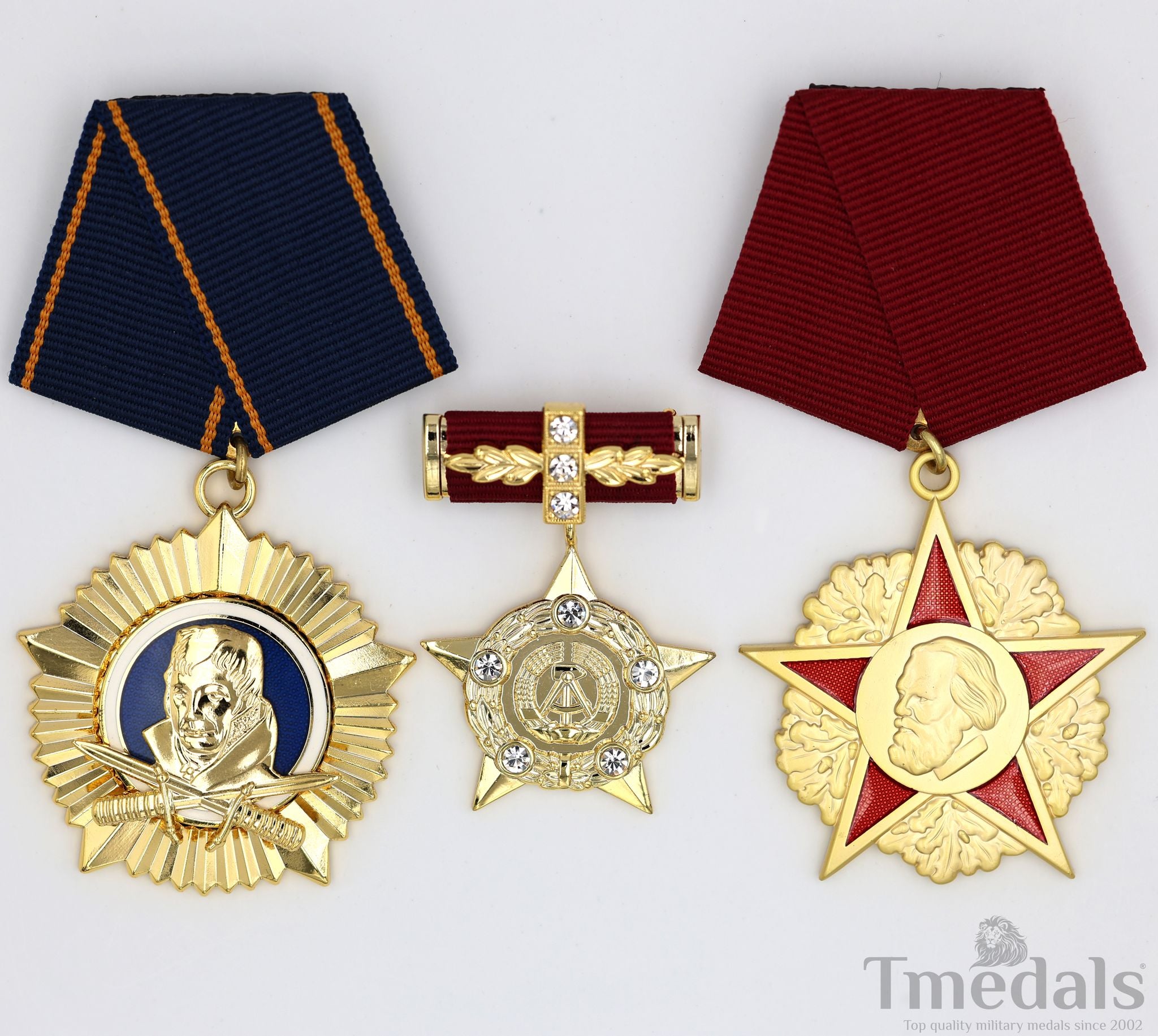 DDR Medal Set – Hero of GDR, Karl Marx, Scharnhorst – Germany Full Size Replica