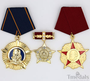 DDR Medal Set – Hero of GDR, Karl Marx, Scharnhorst – Germany Full Size Replica