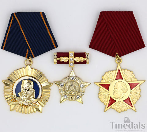 DDR Medal Set – Hero of GDR, Karl Marx, Scharnhorst – Germany Full Size Replica