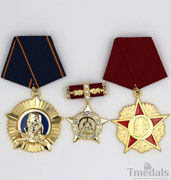 DDR Medal Set – Hero of GDR, Karl Marx, Scharnhorst – Germany Full Size Replica