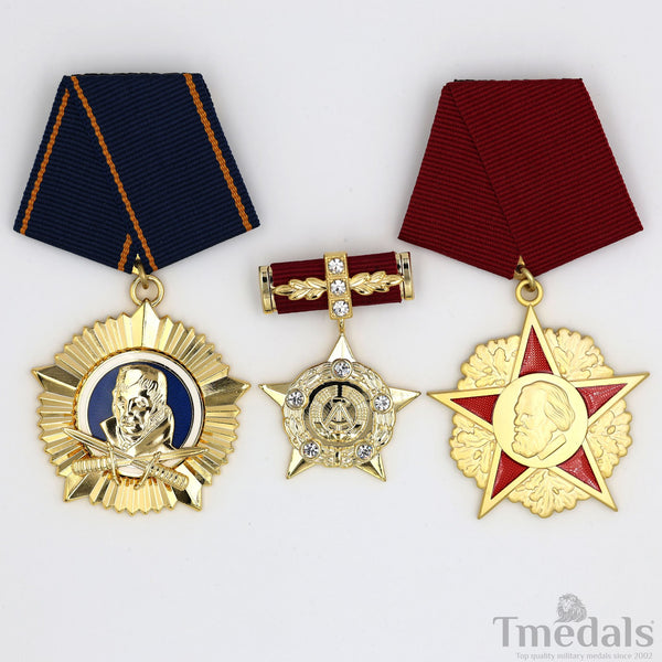 DDR Medal Set – Hero of GDR, Karl Marx, Scharnhorst – Germany Full Size Replica
