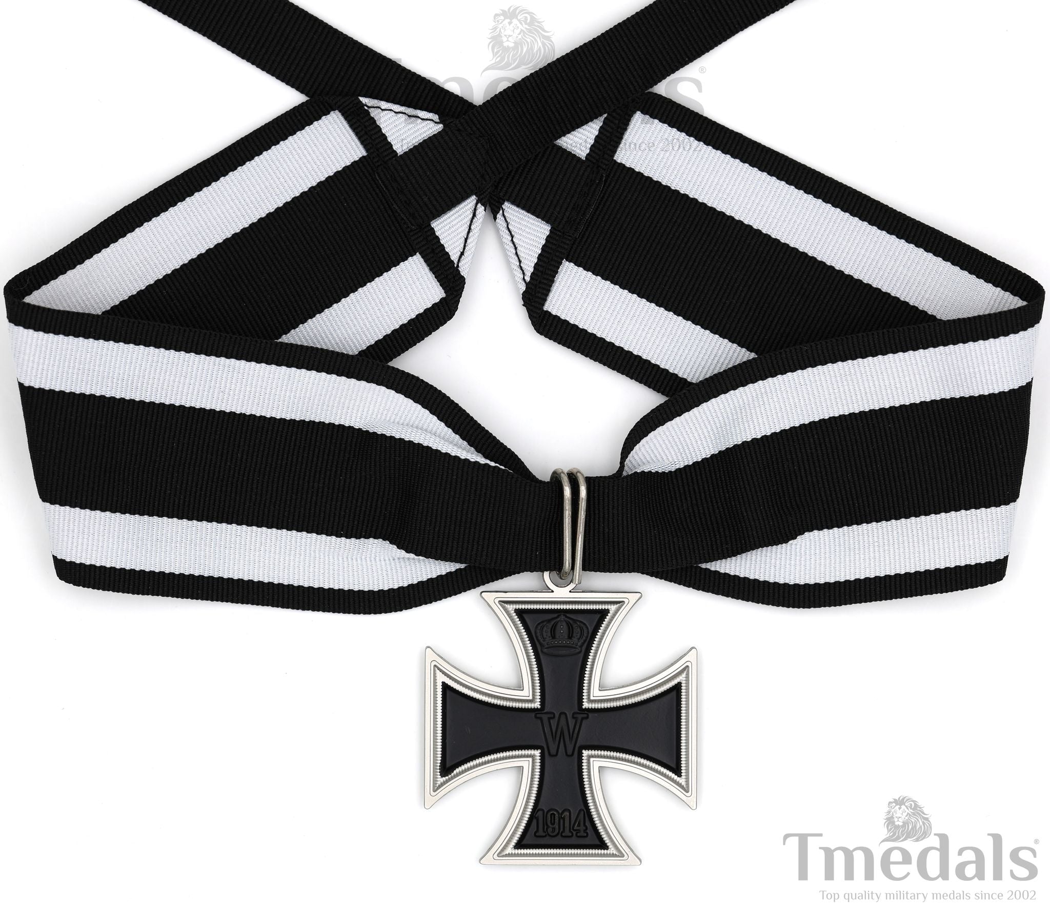 Iron Cross Neck Badge Replica – 1813 / 1914 Prussia German WW1 Medal with Ribbon
