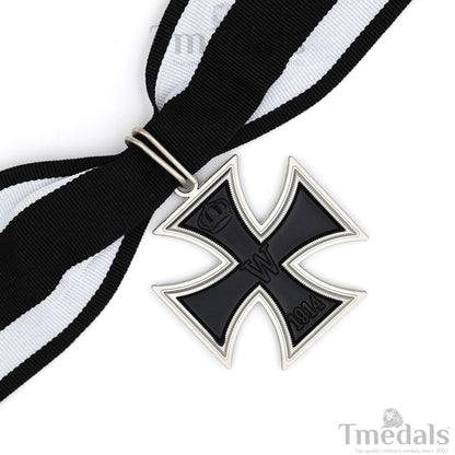 Iron Cross Neck Badge Replica – 1813 / 1914 Prussia German WW1 Medal with Ribbon Replica