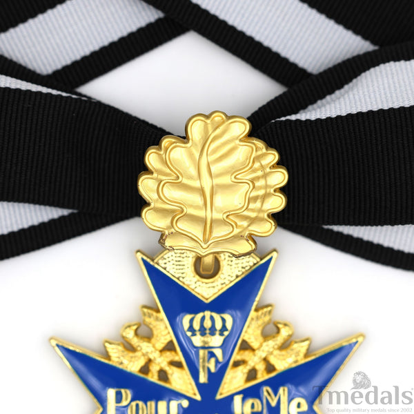 Pour le Mérite Blue Max Neck Badge with Ribbon – Prussian MWWI German Pour le Mérite Blue Max Medal with Oak Leaves – Replica Versionedal Replica WW1 (Copy)