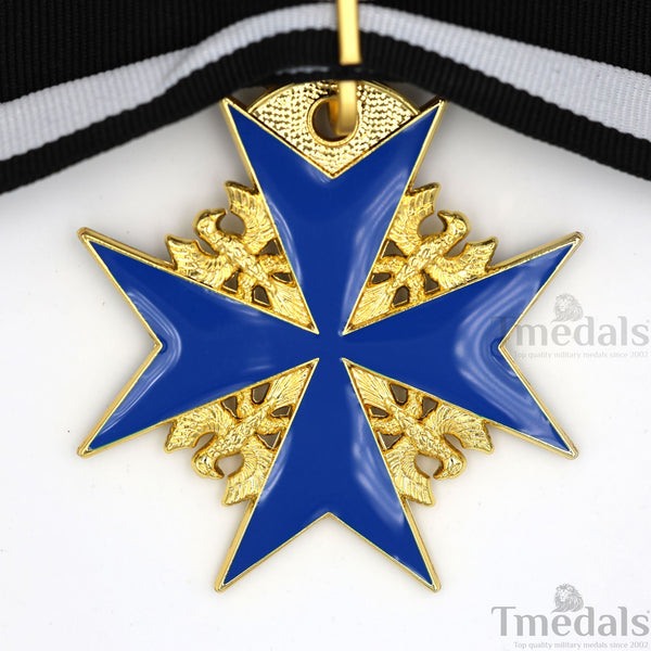 Pour le Mérite Blue Max Neck Badge with Ribbon – Prussian MWWI German Pour le Mérite Blue Max Medal with Oak Leaves – Replica Versionedal Replica WW1 (Copy)