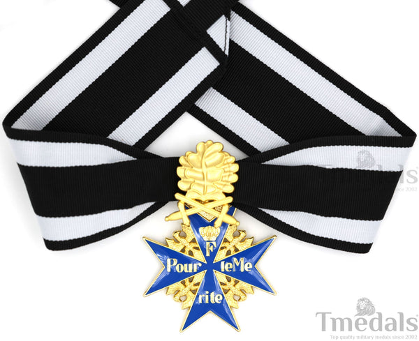 Pour le Mérite Blue Max Neck Badge with Ribbon – Prussian MWWI German Pour le Mérite Blue Max Medal with Oak Leaves – Replica Versionedal Replica WW1 (Copy) (Copy)