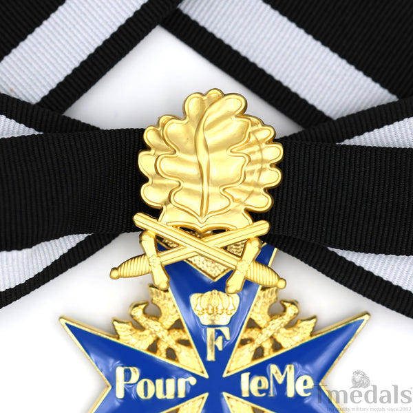 Pour le Mérite Blue Max Neck Badge with Ribbon – Prussian MWWI German Pour le Mérite Blue Max Medal with Oak Leaves – Replica Versionedal Replica WW1 (Copy) (Copy)