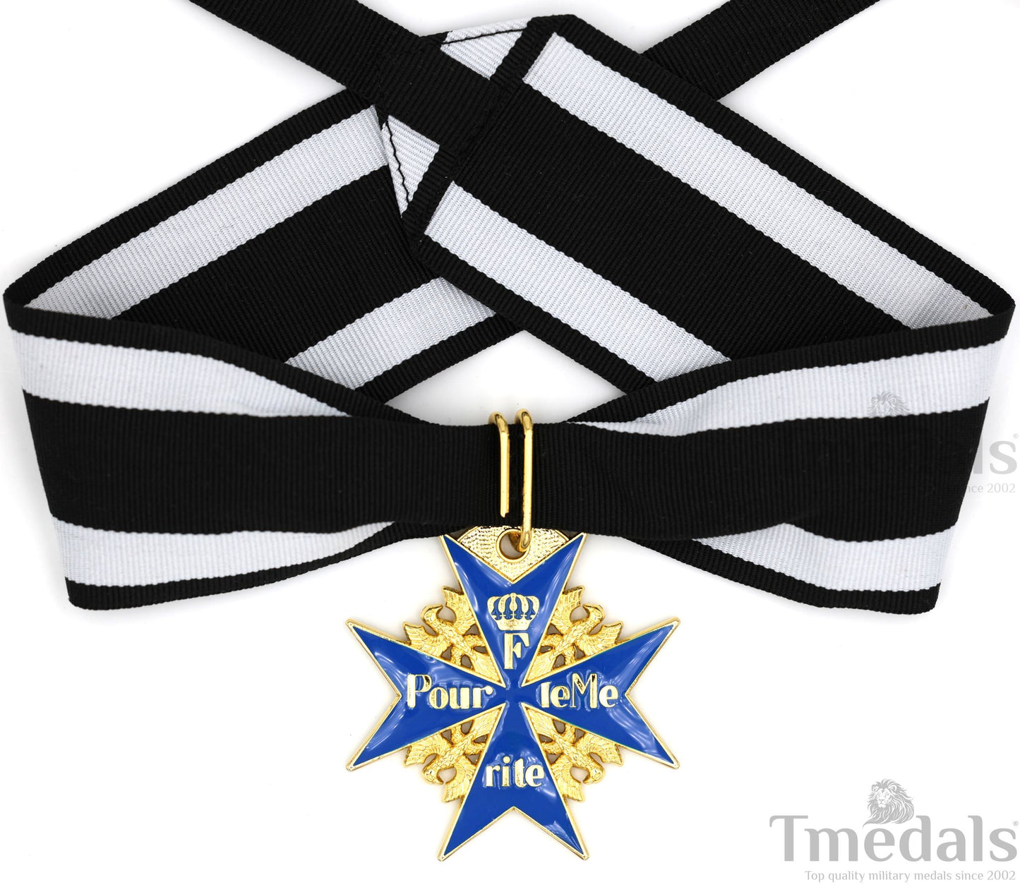 Pour le Mérite Blue Max Neck Badge with Ribbon – Prussian Medal Replica WW1