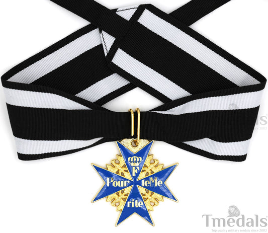Pour le Mérite Blue Max Neck Badge with Ribbon – Prussian Medal Replica WW1