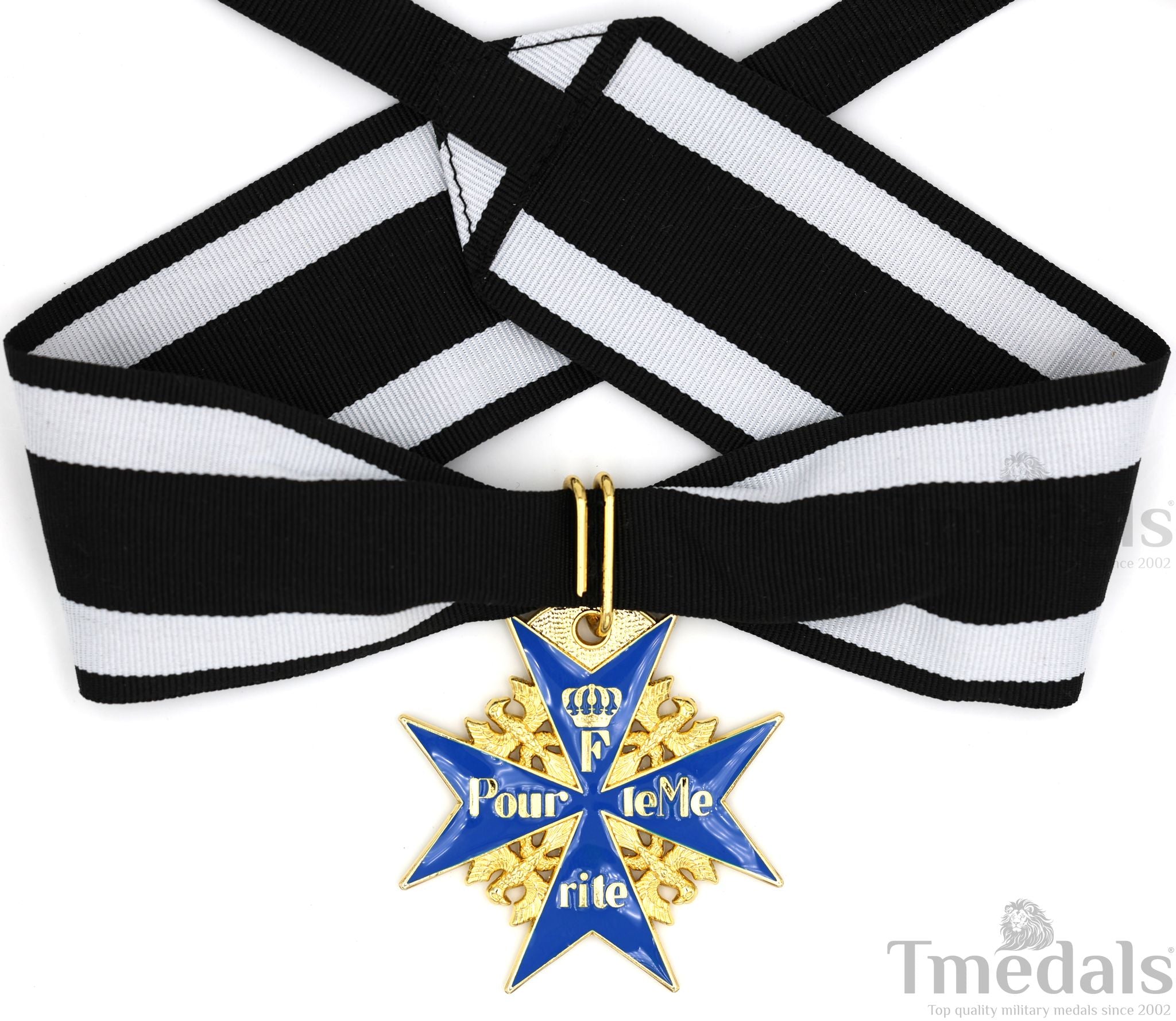 Pour le Mérite Blue Max Neck Badge with Ribbon – Prussian Medal Replica WW1