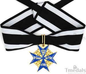 Pour le Mérite Blue Max Neck Badge with Ribbon – Prussian Medal Replica WW1