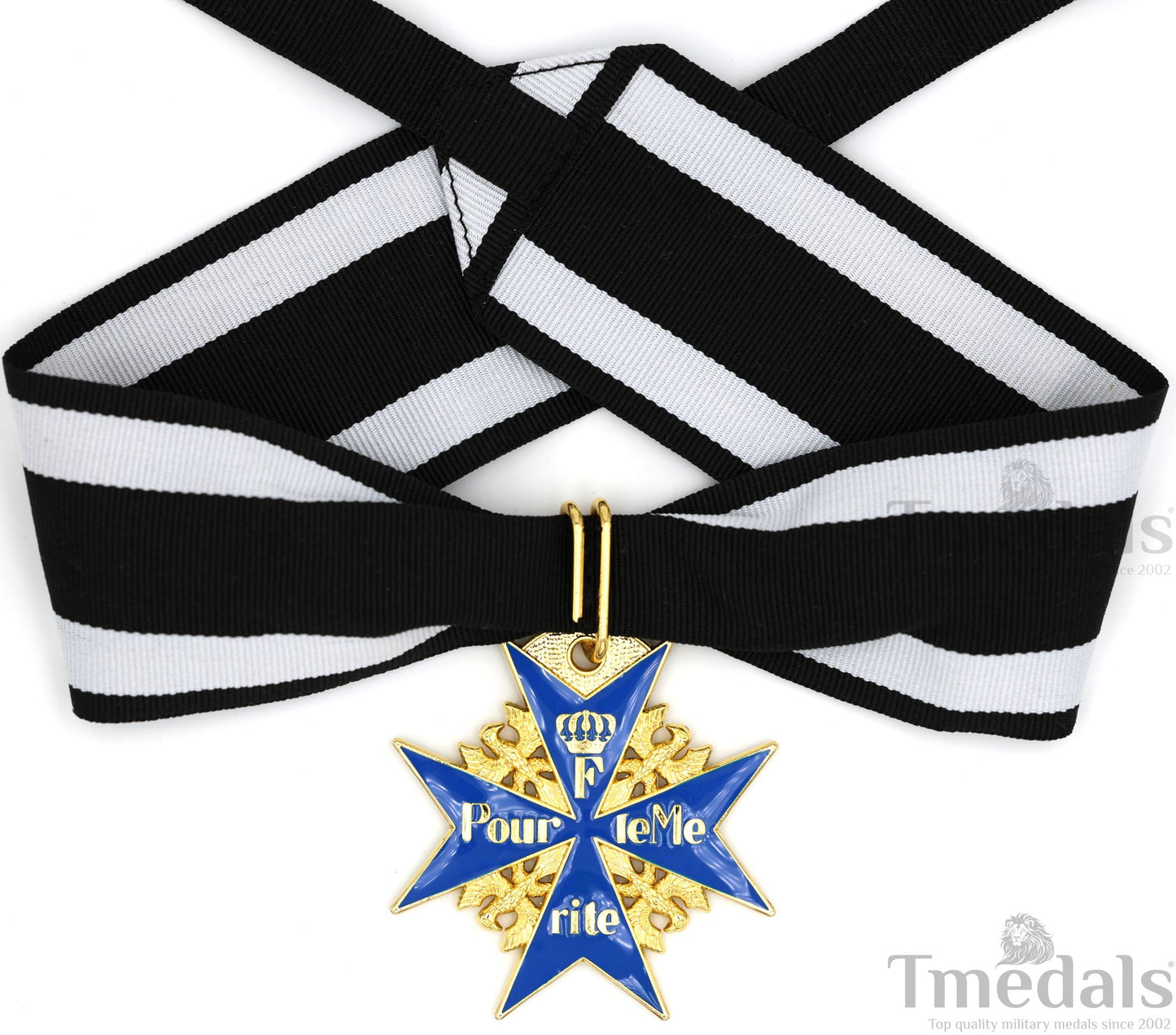 Pour le Mérite Blue Max Neck Badge with Ribbon – Prussian Medal Replica WW1