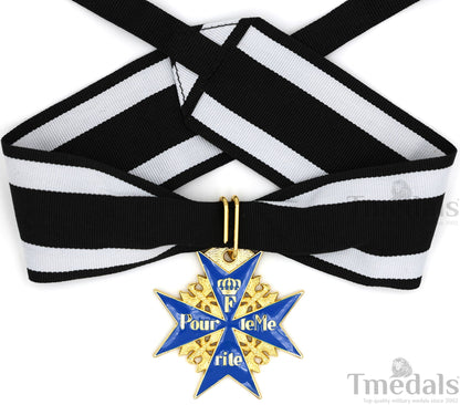 Pour le Mérite Blue Max Neck Badge with Ribbon – Prussian Medal Replica WW1