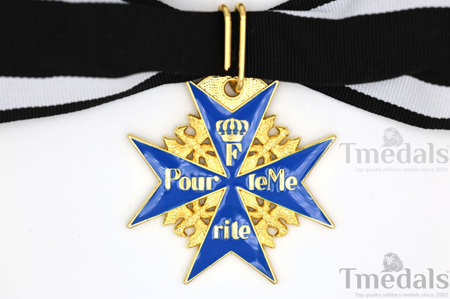 Pour le Mérite Blue Max Neck Badge with Ribbon – Prussian Medal Replica WW1