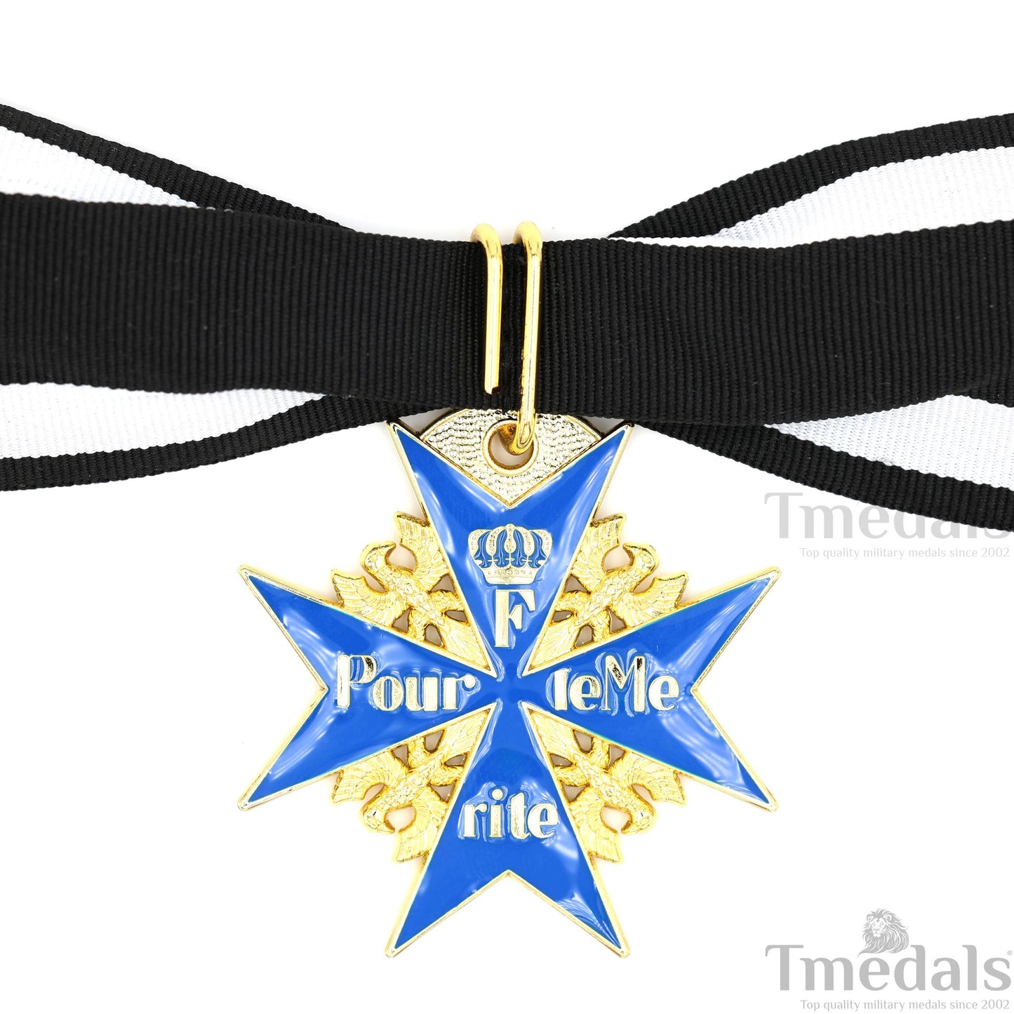 Pour le Mérite Blue Max Neck Badge with Ribbon – Prussian Medal Replica WW1