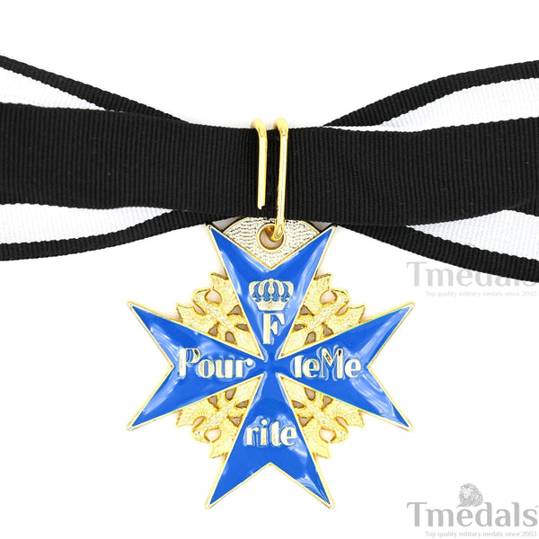Pour le Mérite Blue Max Neck Badge with Ribbon – Prussian Medal Replica WW1