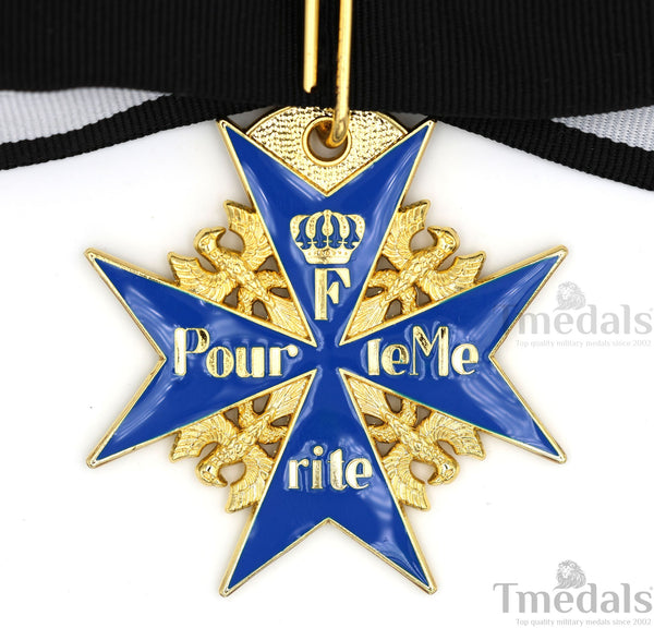 Pour le Mérite Blue Max Neck Badge with Ribbon – Prussian Medal Replica WW1