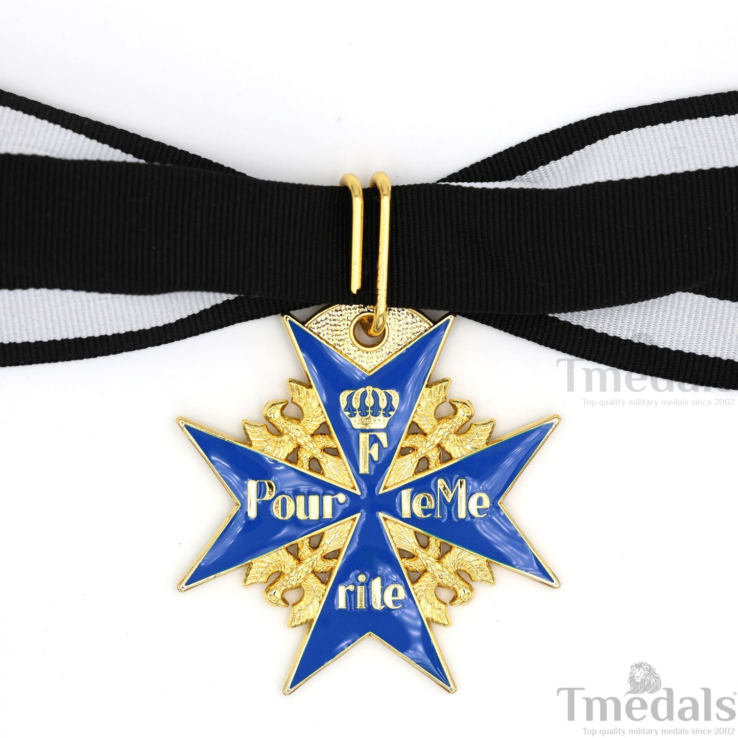 Pour le Mérite Blue Max Neck Badge with Ribbon – Prussian Medal Replica WW1