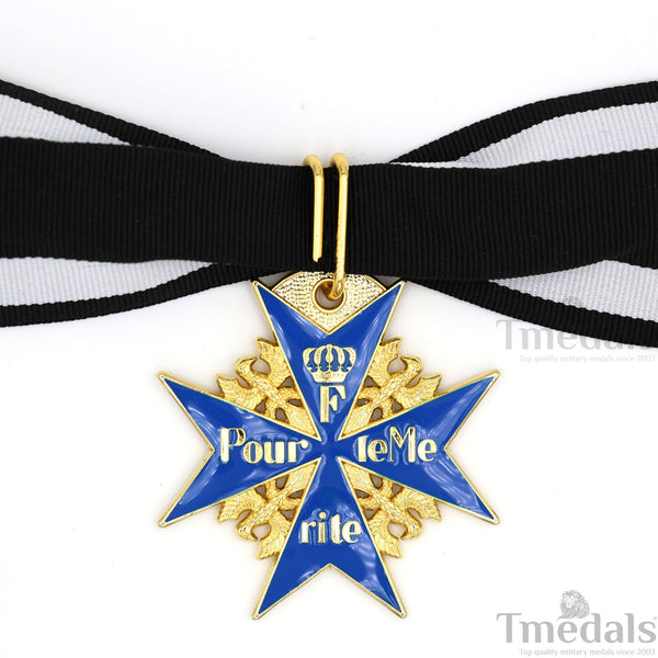 Pour le Mérite Blue Max Neck Badge with Ribbon – Prussian Medal Replica WW1