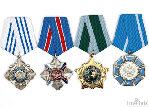 Russia 4 Orders Medal Set Friendship Honor Cultural Maritime Replica Badge Lot