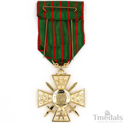 France Croix de Guerre 1914–1918 w/ Diamonds – Marshal Foch – 925 Silver Replica Repro