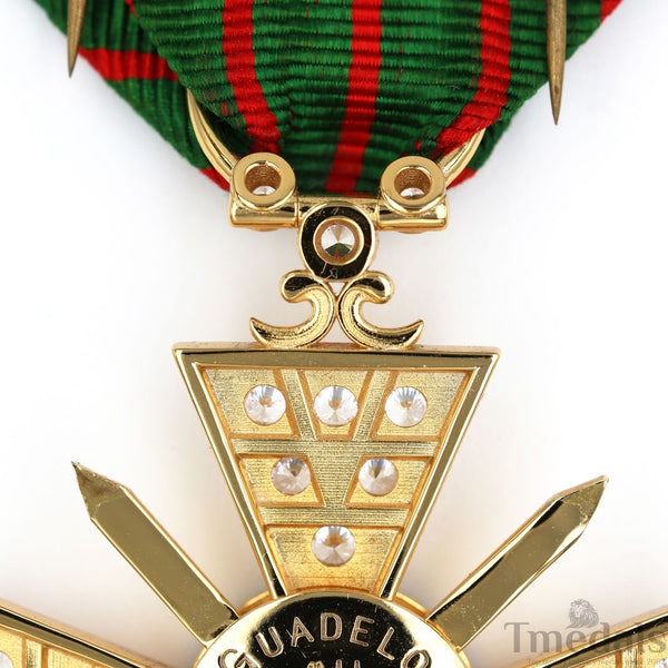 France Croix de Guerre 1914–1918 w/ Diamonds – Marshal Foch – 925 Silver Replica Repro