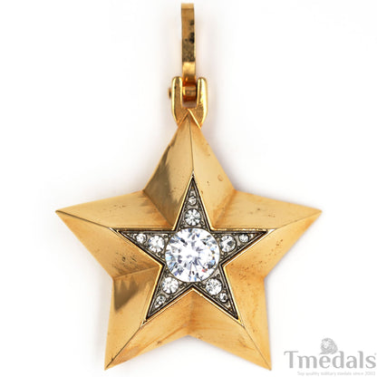 Soviet CCCP Small Marshal's Star – Gold-Plated with Cubic Zirconia Replica