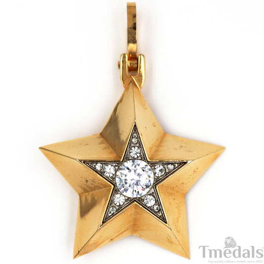 Soviet CCCP Small Marshal's Star – Gold-Plated with Cubic Zirconia Replica