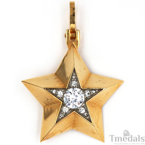 Soviet CCCP Small Marshal's Star – Gold-Plated with Cubic Zirconia Replica Repro Copy