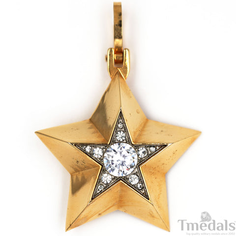 Soviet CCCP Small Marshal's Star – Gold-Plated with Cubic Zirconia Replica Repro Copy