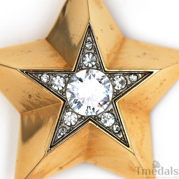 Soviet CCCP Small Marshal's Star – Gold-Plated with Cubic Zirconia Replica Repro Copy