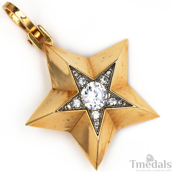 Soviet CCCP Small Marshal's Star – Gold-Plated with Cubic Zirconia Replica Repro Copy