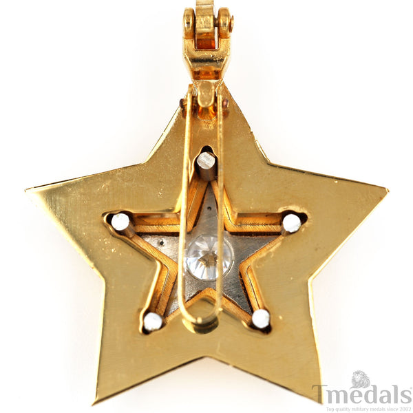Soviet CCCP Small Marshal's Star – Gold-Plated with Cubic Zirconia Replica Repro Copy