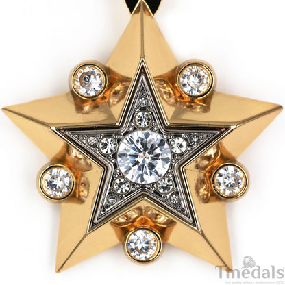 Soviet CCCP large Marshal's Star – Gold-Plated with Cubic Zirconia Replica