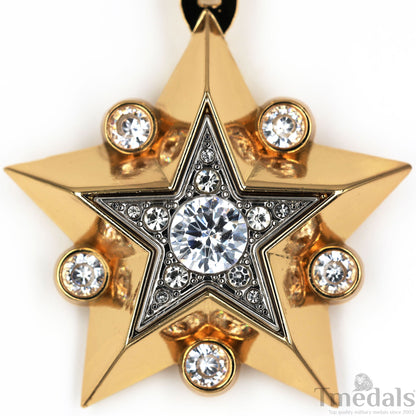 Soviet CCCP large Marshal's Star – Gold-Plated with Cubic Zirconia Replica