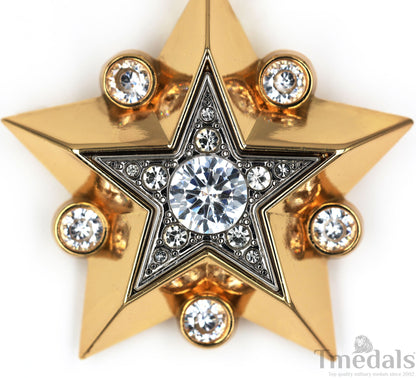 Soviet CCCP large Marshal's Star – Gold-Plated with Cubic Zirconia Replica