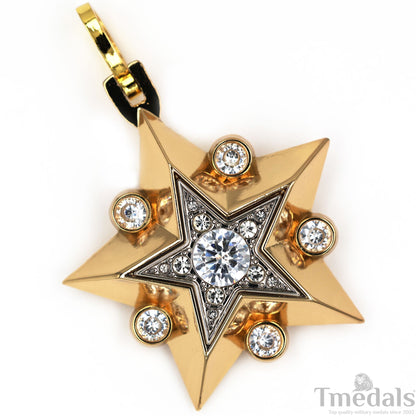 Soviet CCCP large Marshal's Star – Gold-Plated with Cubic Zirconia Replica
