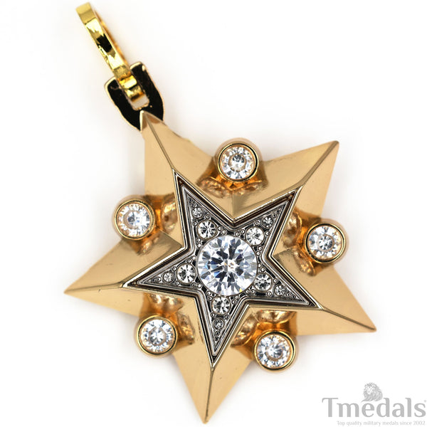 Soviet CCCP large Marshal's Star – Gold-Plated with Cubic Zirconia Replica Repro Copy
