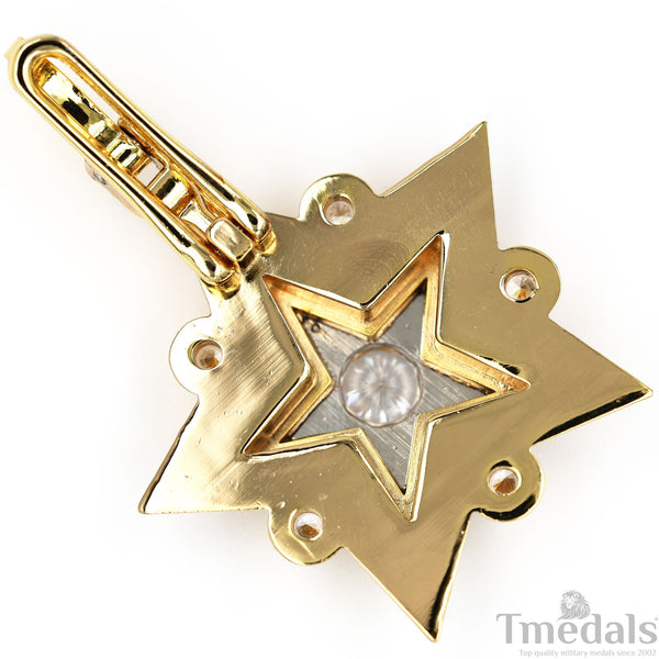 Soviet CCCP large Marshal's Star – Gold-Plated with Cubic Zirconia Replica Repro Copy