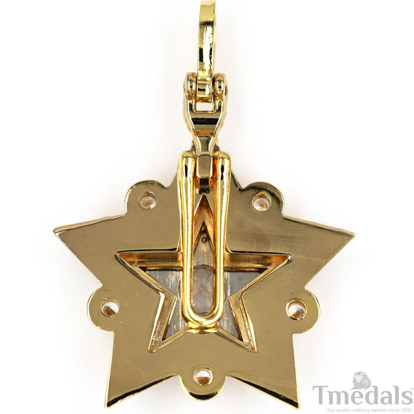 Soviet CCCP large Marshal's Star – Gold-Plated with Cubic Zirconia Replica Repro Copy