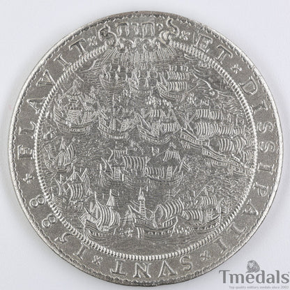 UK Elizabeth I Defeat of the Spanish Armada Medal 1588-Pure 925 Sterling Silver Replica