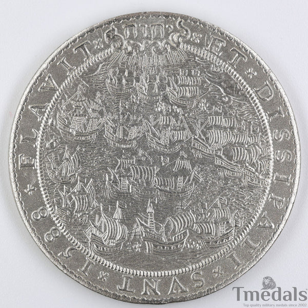 UK Elizabeth I Defeat of the Spanish Armada Medal 1588-Pure 925 Sterling Silver top Replica