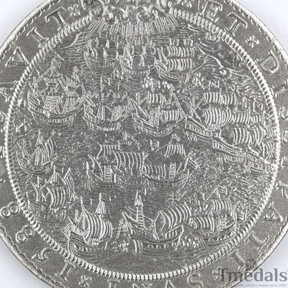 UK Elizabeth I Defeat of the Spanish Armada Medal 1588-Pure 925 Sterling Silver Replica