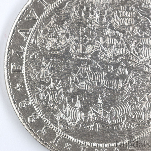 UK Elizabeth I Defeat of the Spanish Armada Medal 1588-Pure 925 Sterling Silver top Replica